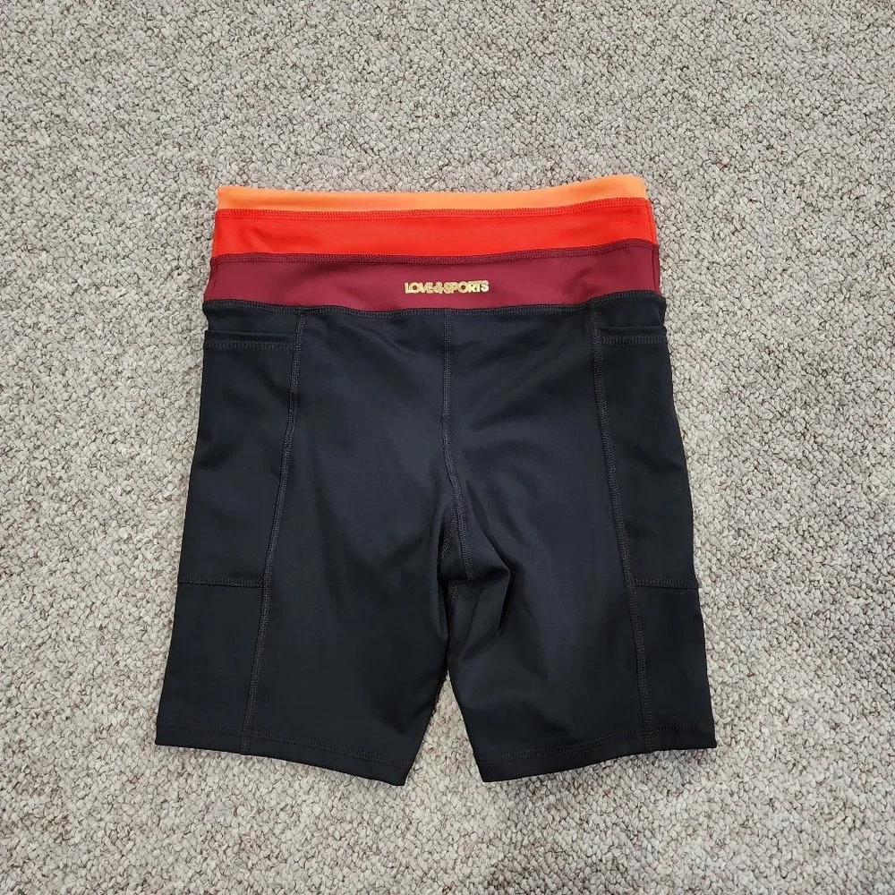 NWT Love & Sports Women's Bike Shorts with Striped Waistband